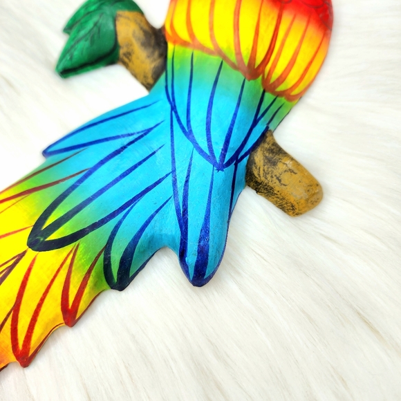 Vintage Mccaw Parrot Papier Mache Wall Hanging Hand Painted in Mexico - Picture 6 of 10